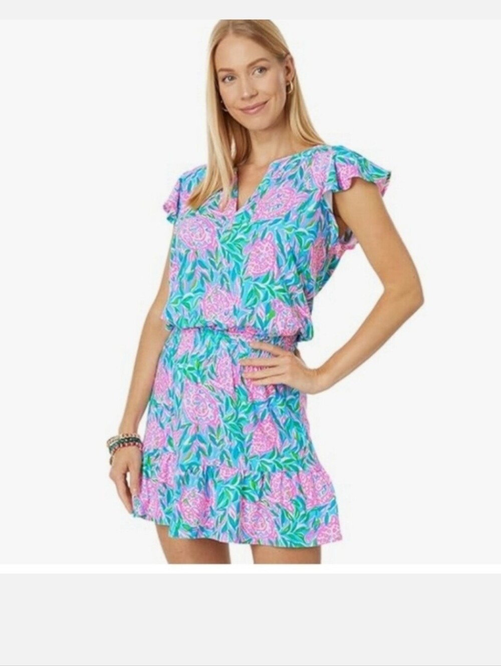 NWT LILLY PULITZER RAVI ROMPER - FRENCHIE BLUE TURTLEY IN LOVE, SIZE M 🐢🩷